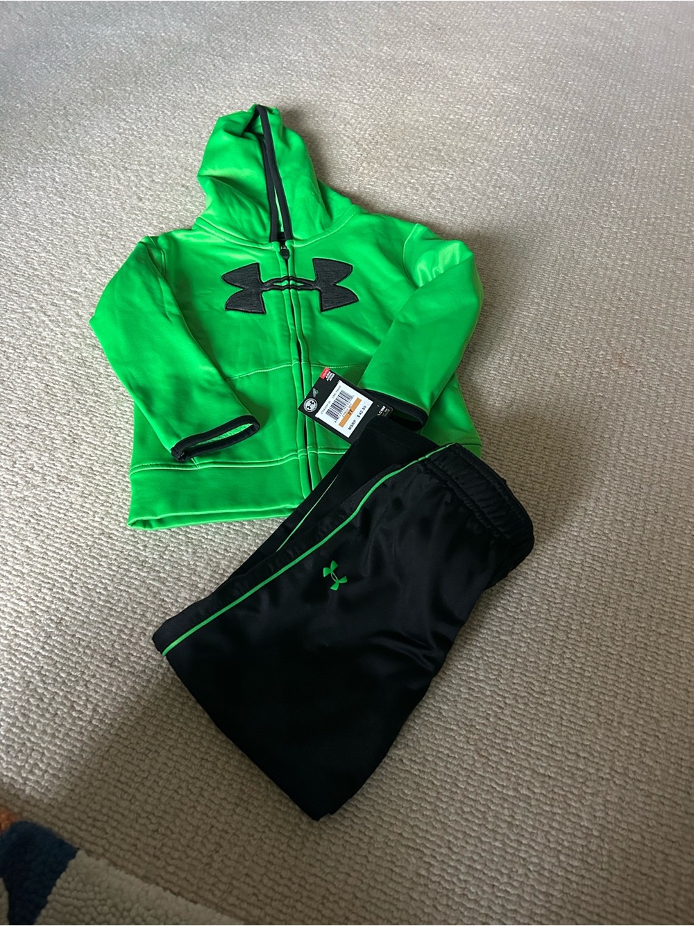 Under Armour Bright Green Hoodie with Black Joggers Set